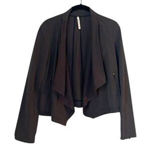 Willow & Clay Blazer Jacket Open Drape Front Size Medium Dark Gray